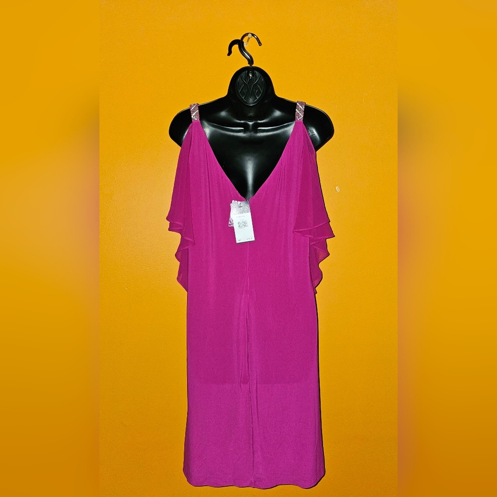 Lauren Ralph Lauren Women's Pink Beaded Cold Shoulder Cocktail Dress New